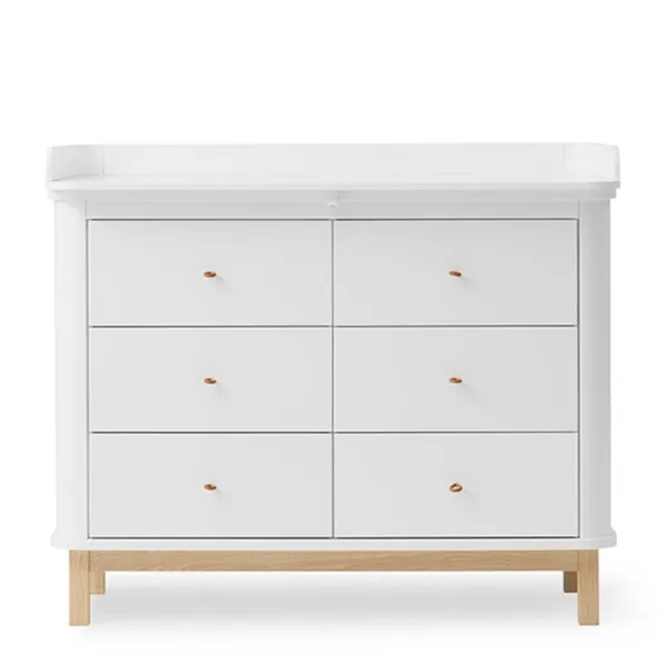Oliver Furniture Wood Hoitotasokommode 6 Laatikoilla Valkoinen/Tammi